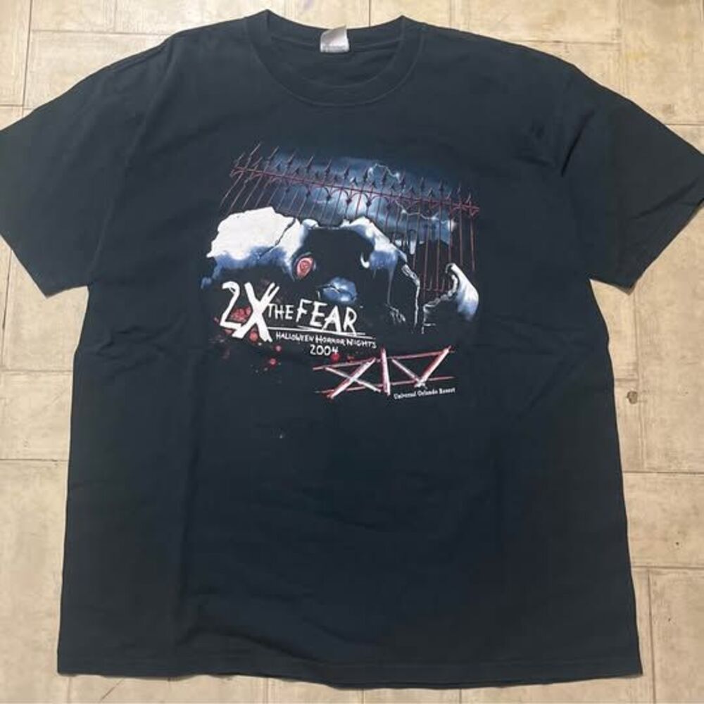 vtg 2004 Universal Orlando Resort "2X The Fear" Horror Nights XIV t-shirt sz XL